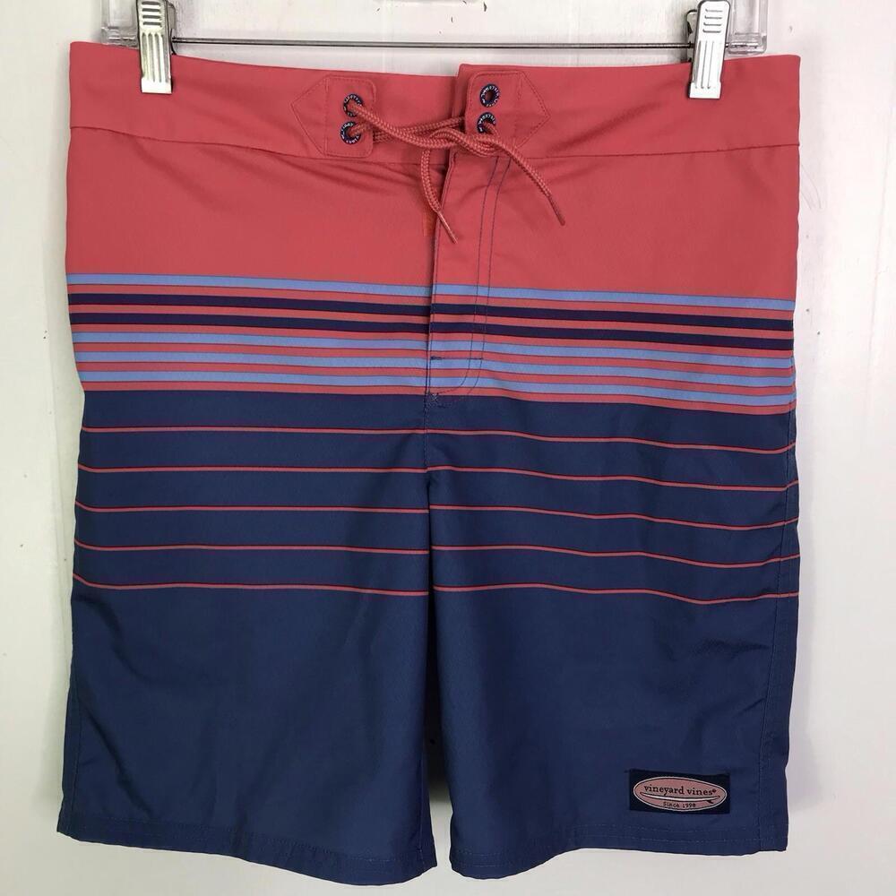 Vineyard Vines Swim Trunks Kids Large Board Shorts Unlined Preppy Stripes